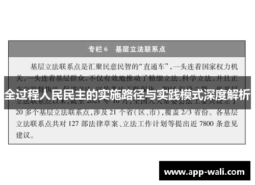 全过程人民民主的实施路径与实践模式深度解析