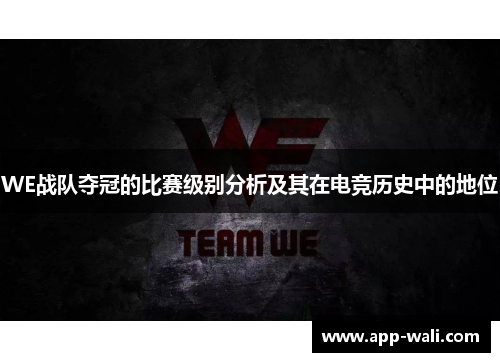 WE战队夺冠的比赛级别分析及其在电竞历史中的地位